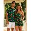 Funny Couple Outfit Colored Cartoon Dinosaurs Print Pocket Off the Shoulder Romper and Shirt Set - Vert profond S | US 4