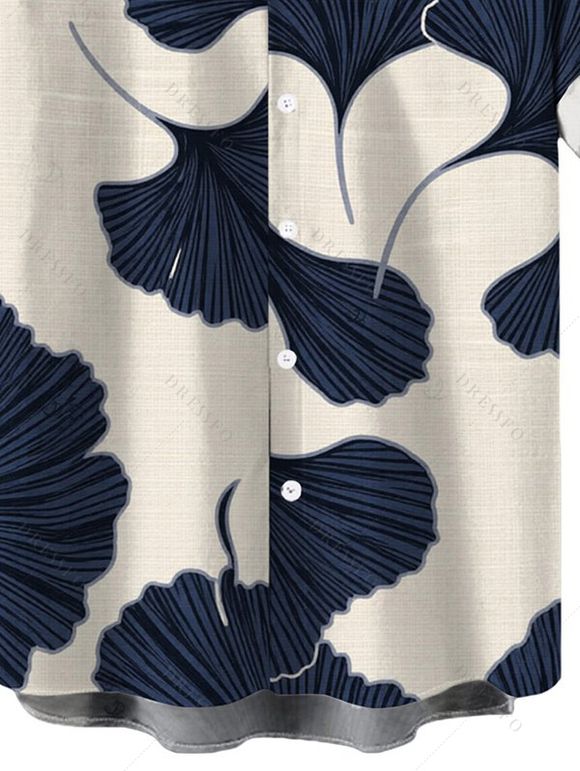 Men's Vacation Shirt Ginkgo Leaf Print Button Up Shirt - multicolor 2XL