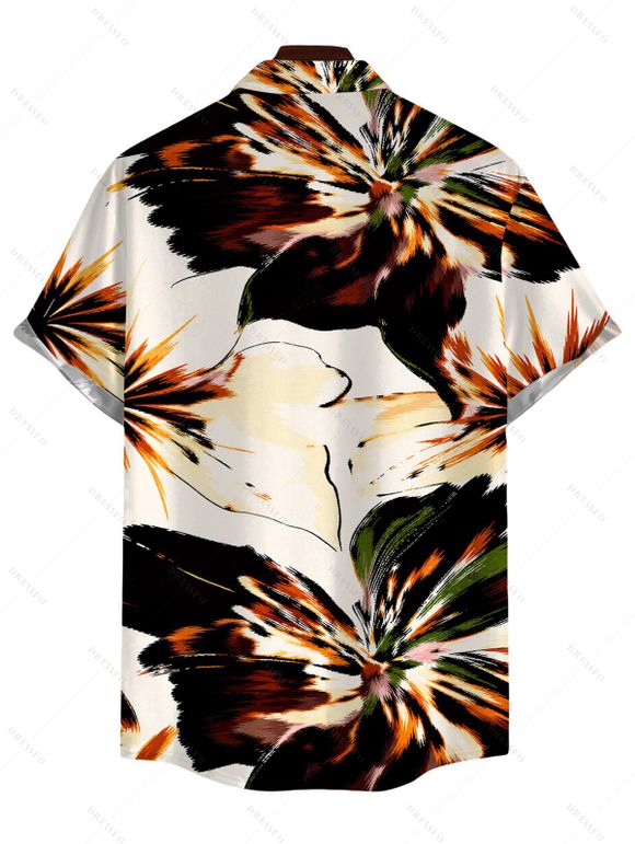 Men's Vacation Shirt Splash Ink Floral Print Button Up Shirt - multicolor 5XL