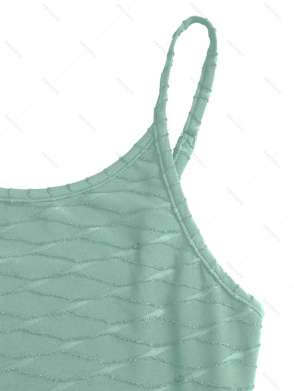 Casual Dress Solid Color Wavy Jacquard Embossed Texture Print Bodycon Maxi Dress - Vert clair L | US 8-10