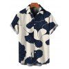 Vacation Couple Outfit Ginkgo Leaf Print Pocket Bowknot Off the Shoulder Jumpsuit and Shirt Set - multicolor S | US 4