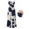 Vacation Couple Outfit Ginkgo Leaf Print Pocket Bowknot Off the Shoulder Jumpsuit and Shirt Set - multicolor S | US 4
