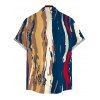 Vintage Couple Outfit Multicolor Oil Painting Vertical Stripe Print Spaghetti Strap Maxi Bodycon Dress and Shirt Set - multicolor S | US 4