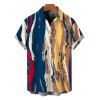 Vintage Couple Outfit Multicolor Oil Painting Vertical Stripe Print Spaghetti Strap Maxi Bodycon Dress and Shirt Set - multicolor S | US 4