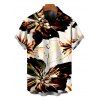 Vacation Couple Outfit Splash Ink Floral Print Spaghetti Strap Maxi Bodycon Dress and Shirt Set - multicolor S | US 4