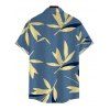 Vacation Couple Outfit Bamboo Leaf Print Pocket Bowknot Off the Shoulder Jumpsuit and Shirt Set - Bleu clair S | US 4