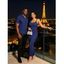 Casual Couple Outfit Solid Color Wavy Jacquard Embossed Texture Print Bodycon Maxi Dress and Shirt Set - Bleu de Minuit S | US 4