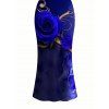 Vacation Couple Outfit Rose Floral Metallic Gold Scroll Vine Print Spaghetti Strap Maxi Bodycon Dress and Shirt Set - Bleu profond S | US 4