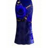 Vacation Dress Rose Floral Metallic Gold Scroll Vine Print Spaghetti Strap Maxi Bodycon Dress - Bleu profond XXL | US 14