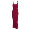 Casual Couple Outfit Solid Color Wavy Jacquard Embossed Texture Print Bodycon Maxi Dress and Shirt Set - Rouge Vineux S | US 4