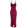 Casual Couple Outfit Solid Color Wavy Jacquard Embossed Texture Print Bodycon Maxi Dress and Shirt Set - Rouge Vineux S | US 4