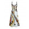 Vacation Couple Outfit Vintage Hand-Painted Abstract Fluid Print Pocket Spaghetti Strap Dress and Shirt Set - WHITE S | US 4
