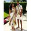 Vacation Couple Outfit Vintage Hand-Painted Abstract Fluid Print Pocket Spaghetti Strap Dress and Shirt Set - WHITE S | US 4