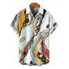 Vacation Couple Outfit Vintage Hand-Painted Abstract Fluid Print Pocket Spaghetti Strap Dress and Shirt Set - WHITE S | US 4