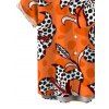Vintage Couple Outfit Colorblock Leopard Lily Floral Print Spaghetti Strap Maxi Bodycon Dress and Shirt Set - ORANGE S | US 4