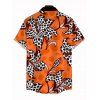Vintage Couple Outfit Colorblock Leopard Lily Floral Print Spaghetti Strap Maxi Bodycon Dress and Shirt Set - ORANGE S | US 4