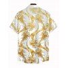 Vacation Couple Outfit Metallic Gold Phoenix Print Spaghetti Strap Maxi Bodycon Dress and Shirt Set - Blanc S | US 4