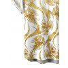 Vacation Couple Outfit Metallic Gold Phoenix Print Spaghetti Strap Maxi Bodycon Dress and Shirt Set - Blanc S | US 4
