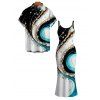 Vacation Couple Outfit Metallic Gold Fluid Marble Swirl Print Spaghetti Strap Maxi Bodycon Dress and Shirt Set - multicolor A S | US 4