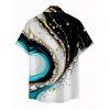Vacation Couple Outfit Metallic Gold Fluid Marble Swirl Print Spaghetti Strap Maxi Bodycon Dress and Shirt Set - multicolor A S | US 4