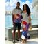 Vintage Couple Outfit Polka Dot Colorblock Floral Print Spaghetti Strap Maxi Bodycon Dress and Shirt Set - BLACK S | US 4