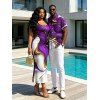 Vacation Couple Outfit Gold Fluid Abstract Marble Print Spaghetti Strap Maxi Bodycon Dress and Shirt Set - CONCORD S | US 4