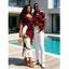 Vacation Couple Outfit Gold Fluid Abstract Marble Print Spaghetti Strap Maxi Bodycon Dress and Shirt Set - Rouge Vineux S | US 4