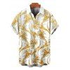 Men's Vacation Shirt Metallic Gold Phoenix Print Button Up Shirt - Blanc 2XL