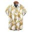 Men's Vacation Shirt Metallic Gold Phoenix Print Button Up Shirt - Blanc 2XL
