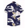 Men's Hawaiian Vacation Shirt Vintage Abstract Palm Leaf Print Button Up Shirt - Bleu profond 2XL