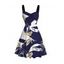 Hawaiian Vacation Dress Vintage Abstract Palm Leaf Print Ruched Bust Mini Dress - Bleu profond XXXXXL | US 20