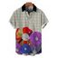 Men's Vintage Shirt Polka Dot Colorblock Floral Print Button Up Shirt - Noir 5XL