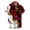 Men's Vacation Shirt Gold Fluid Abstract Marble Print Button Up Shirt - Rouge Vineux 5XL