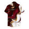 Men's Vacation Shirt Gold Fluid Abstract Marble Print Button Up Shirt - Rouge Vineux 5XL
