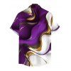 Men's Vacation Shirt Gold Fluid Abstract Marble Print Button Up Shirt - Concorde 2XL