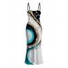 Vacation Dress Metallic Gold Fluid Marble Swirl Ink Wash Print Spaghetti Strap Maxi Bodycon Dress - multicolor A XXL | US 14