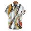 Men's Vacation Shirt Vintage Hand-Painted Abstract Fluid Print Button Up Shirt - Blanc 2XL