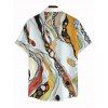 Men's Vacation Shirt Vintage Hand-Painted Abstract Fluid Print Button Up Shirt - Blanc 2XL