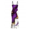 Vacation Dress Gold Fluid Abstract Marble Print Spaghetti Strap Maxi Bodycon Dress - Concorde XXXXL | US 18