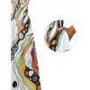 Vacation Dress Vintage Hand-Painted Abstract Fluid Print Pocket Spaghetti Strap Dress - Blanc XXXXXL | US 20