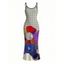 Vintage Dress Polka Dot Colorblock Floral Print Spaghetti Strap Maxi Bodycon Dress - Noir XXL | US 14
