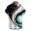 Men's Vacation Shirt Metallic Gold Fluid Marble Swirl Ink Wash Print Button Up Shirt - multicolor A 2XL