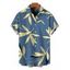 Men's Vacation Shirt Bamboo Leaf Print Button Up Shirt - Bleu clair 2XL