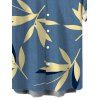 Men's Vacation Shirt Bamboo Leaf Print Button Up Shirt - Bleu clair 2XL