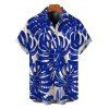 Men's Hawaiian Vacation Shirt Tropical Monstera Leaf Print Button Up Shirt - Bleu 2XL
