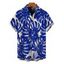 Men's Hawaiian Vacation Shirt Tropical Monstera Leaf Print Button Up Shirt - Bleu 2XL