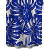 Men's Hawaiian Vacation Shirt Tropical Monstera Leaf Print Button Up Shirt - Bleu 2XL