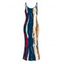 Vintage Dress Multicolor Oil Painting Vertical Stripe Print Spaghetti Strap Maxi Bodycon Dress - multicolor XXL | US 14