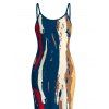 Vintage Dress Multicolor Oil Painting Vertical Stripe Print Spaghetti Strap Maxi Bodycon Dress - multicolor XXL | US 14