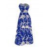 Vacation Jumpsuit Tropical Monstera Leaf Print Tied Pocket Off the Shoulder Jumpsuit - Bleu XXL | US 14